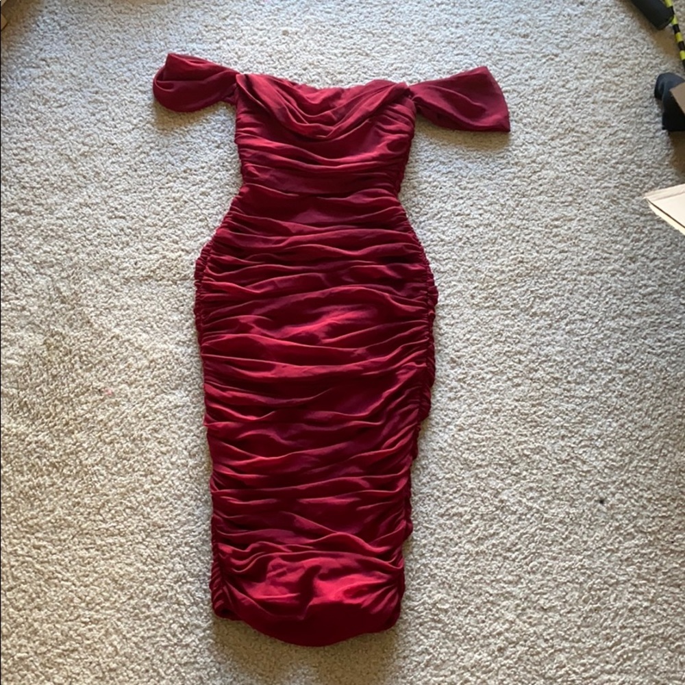 House of CB ruched midi dress XS